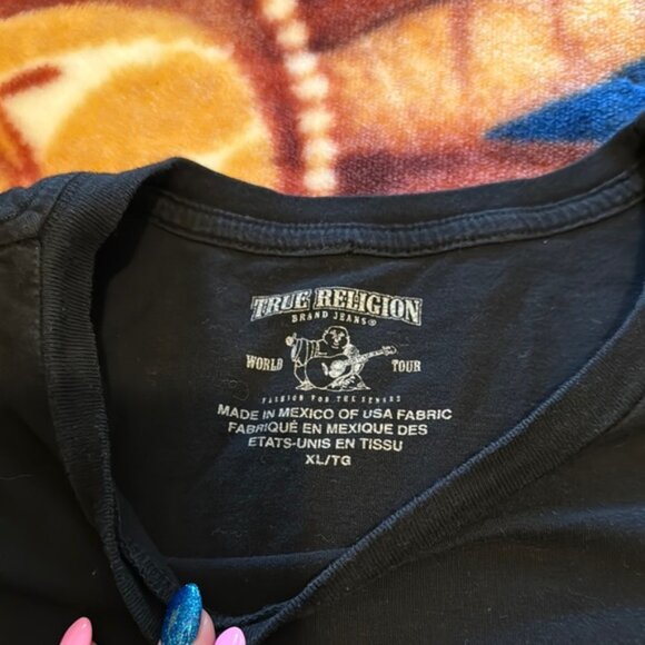 True Religion Black Short Sleeve Tee with Graphic Design - Picture 4 of 6